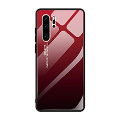 Custodia Silicone Specchio Laterale Sfumato Arcobaleno Cover H01 per Huawei P30 Pro Rosso