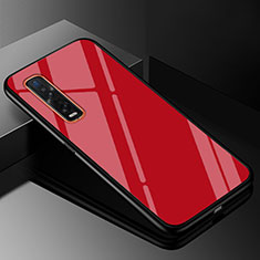 Custodia Silicone Specchio Laterale Sfumato Arcobaleno Cover H01 per Oppo Find X2 Pro Rosso