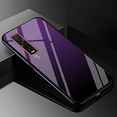 Custodia Silicone Specchio Laterale Sfumato Arcobaleno Cover H01 per Oppo Find X2 Pro Viola