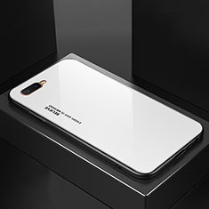 Custodia Silicone Specchio Laterale Sfumato Arcobaleno Cover H01 per Oppo K1 Bianco