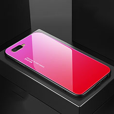 Custodia Silicone Specchio Laterale Sfumato Arcobaleno Cover H01 per Oppo R15X Rosa Caldo