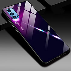 Custodia Silicone Specchio Laterale Sfumato Arcobaleno Cover H01 per Oppo Reno4 Pro 5G Viola e Nero