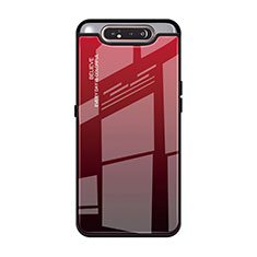 Custodia Silicone Specchio Laterale Sfumato Arcobaleno Cover H01 per Samsung Galaxy A80 Rosso