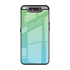 Custodia Silicone Specchio Laterale Sfumato Arcobaleno Cover H01 per Samsung Galaxy A90 4G Verde