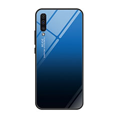 Custodia Silicone Specchio Laterale Sfumato Arcobaleno Cover H01 per Samsung Galaxy A90 5G Blu