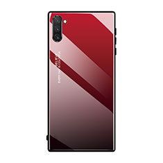Custodia Silicone Specchio Laterale Sfumato Arcobaleno Cover H01 per Samsung Galaxy Note 10 5G Rosso
