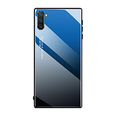 Custodia Silicone Specchio Laterale Sfumato Arcobaleno Cover H01 per Samsung Galaxy Note 10 Blu
