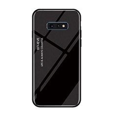 Custodia Silicone Specchio Laterale Sfumato Arcobaleno Cover H01 per Samsung Galaxy S10e Nero