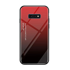 Custodia Silicone Specchio Laterale Sfumato Arcobaleno Cover H01 per Samsung Galaxy S10e Rosso