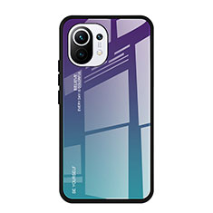 Custodia Silicone Specchio Laterale Sfumato Arcobaleno Cover H01 per Xiaomi Mi 11 Lite 4G Multicolore