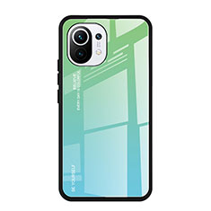Custodia Silicone Specchio Laterale Sfumato Arcobaleno Cover H01 per Xiaomi Mi 11 Lite 4G Verde