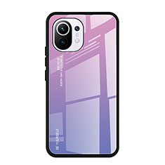 Custodia Silicone Specchio Laterale Sfumato Arcobaleno Cover H01 per Xiaomi Mi 11 Lite 4G Viola