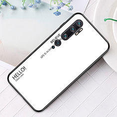 Custodia Silicone Specchio Laterale Sfumato Arcobaleno Cover H01 per Xiaomi Mi Note 10 Pro Bianco