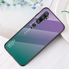 Custodia Silicone Specchio Laterale Sfumato Arcobaleno Cover H01 per Xiaomi Mi Note 10 Verde