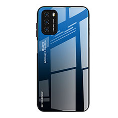 Custodia Silicone Specchio Laterale Sfumato Arcobaleno Cover H01 per Xiaomi Poco M3 Blu