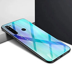 Custodia Silicone Specchio Laterale Sfumato Arcobaleno Cover H01 per Xiaomi Redmi Note 8 (2021) Cielo Blu