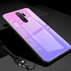 Custodia Silicone Specchio Laterale Sfumato Arcobaleno Cover H01 per Xiaomi Redmi Note 8 Pro Viola