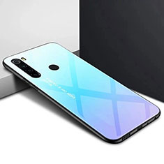 Custodia Silicone Specchio Laterale Sfumato Arcobaleno Cover H01 per Xiaomi Redmi Note 8T Ciano