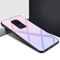 Custodia Silicone Specchio Laterale Sfumato Arcobaleno Cover H01 per Xiaomi Redmi Note 9 Viola