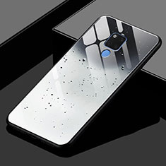 Custodia Silicone Specchio Laterale Sfumato Arcobaleno Cover H02 per Huawei Mate 20 X 5G Grigio