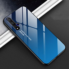 Custodia Silicone Specchio Laterale Sfumato Arcobaleno Cover H02 per Huawei Nova 5 Blu