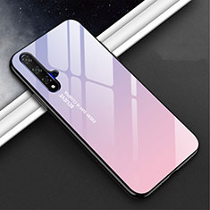 Custodia Silicone Specchio Laterale Sfumato Arcobaleno Cover H02 per Huawei Nova 5 Pro Viola