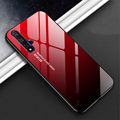 Custodia Silicone Specchio Laterale Sfumato Arcobaleno Cover H02 per Huawei Nova 5 Rosso