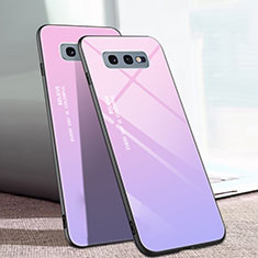Custodia Silicone Specchio Laterale Sfumato Arcobaleno Cover H02 per Samsung Galaxy S10e Rosa