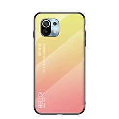 Custodia Silicone Specchio Laterale Sfumato Arcobaleno Cover H02 per Xiaomi Mi 11 Lite 4G Giallo