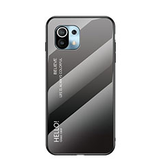Custodia Silicone Specchio Laterale Sfumato Arcobaleno Cover H02 per Xiaomi Mi 11 Lite 4G Grigio