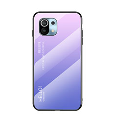 Custodia Silicone Specchio Laterale Sfumato Arcobaleno Cover H02 per Xiaomi Mi 11 Lite 4G Lavanda