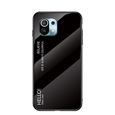 Custodia Silicone Specchio Laterale Sfumato Arcobaleno Cover H02 per Xiaomi Mi 11 Lite 4G Nero