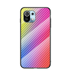 Custodia Silicone Specchio Laterale Sfumato Arcobaleno Cover H03 per Xiaomi Mi 11 Lite 4G Colorato
