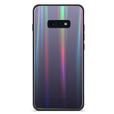 Custodia Silicone Specchio Laterale Sfumato Arcobaleno Cover H04 per Samsung Galaxy S10e Nero