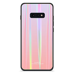 Custodia Silicone Specchio Laterale Sfumato Arcobaleno Cover H04 per Samsung Galaxy S10e Rosa