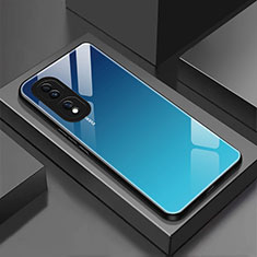 Custodia Silicone Specchio Laterale Sfumato Arcobaleno Cover JM1 per Huawei Honor 80 Pro 5G Blu