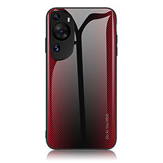 Custodia Silicone Specchio Laterale Sfumato Arcobaleno Cover JM1 per Huawei P60 Art Rosso