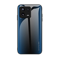 Custodia Silicone Specchio Laterale Sfumato Arcobaleno Cover JM1 per Xiaomi Mi 13 5G Blu