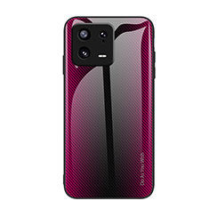 Custodia Silicone Specchio Laterale Sfumato Arcobaleno Cover JM1 per Xiaomi Mi 13 5G Rosa Caldo