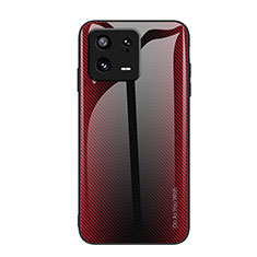 Custodia Silicone Specchio Laterale Sfumato Arcobaleno Cover JM1 per Xiaomi Mi 13 5G Rosso