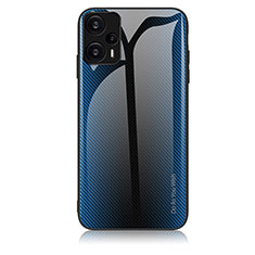 Custodia Silicone Specchio Laterale Sfumato Arcobaleno Cover JM1 per Xiaomi Poco F5 5G Blu