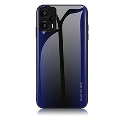 Custodia Silicone Specchio Laterale Sfumato Arcobaleno Cover JM1 per Xiaomi Poco F5 5G Blu Notte