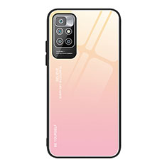 Custodia Silicone Specchio Laterale Sfumato Arcobaleno Cover JM1 per Xiaomi Redmi 10 (2022) Rosa