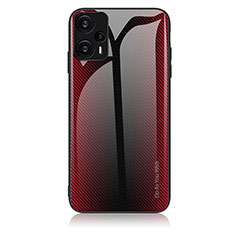 Custodia Silicone Specchio Laterale Sfumato Arcobaleno Cover JM1 per Xiaomi Redmi Note 12 Turbo 5G Rosso
