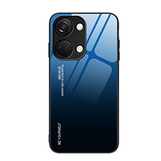 Custodia Silicone Specchio Laterale Sfumato Arcobaleno Cover JM2 per OnePlus Ace 2V 5G Blu