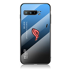 Custodia Silicone Specchio Laterale Sfumato Arcobaleno Cover LS1 per Asus ROG Phone 3 Blu