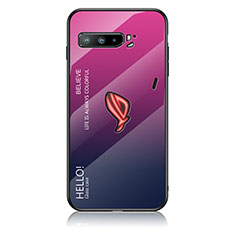 Custodia Silicone Specchio Laterale Sfumato Arcobaleno Cover LS1 per Asus ROG Phone 3 Rosa Caldo