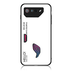 Custodia Silicone Specchio Laterale Sfumato Arcobaleno Cover LS1 per Asus ROG Phone 7 Bianco