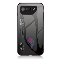 Custodia Silicone Specchio Laterale Sfumato Arcobaleno Cover LS1 per Asus ROG Phone 7 Grigio Scuro