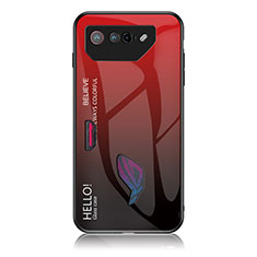 Custodia Silicone Specchio Laterale Sfumato Arcobaleno Cover LS1 per Asus ROG Phone 7 Pro Rosso